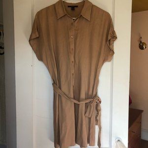 NWOT F21 nude button down tie dress